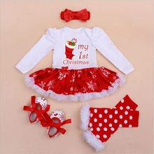 My 1st рождественские костюмы для малышей, детское кружевное платье-комбинезон, повязка на голову, балетная пачка для новорожденных, одежда для маленьких девочек, рождественские наряды для маленьких девочек