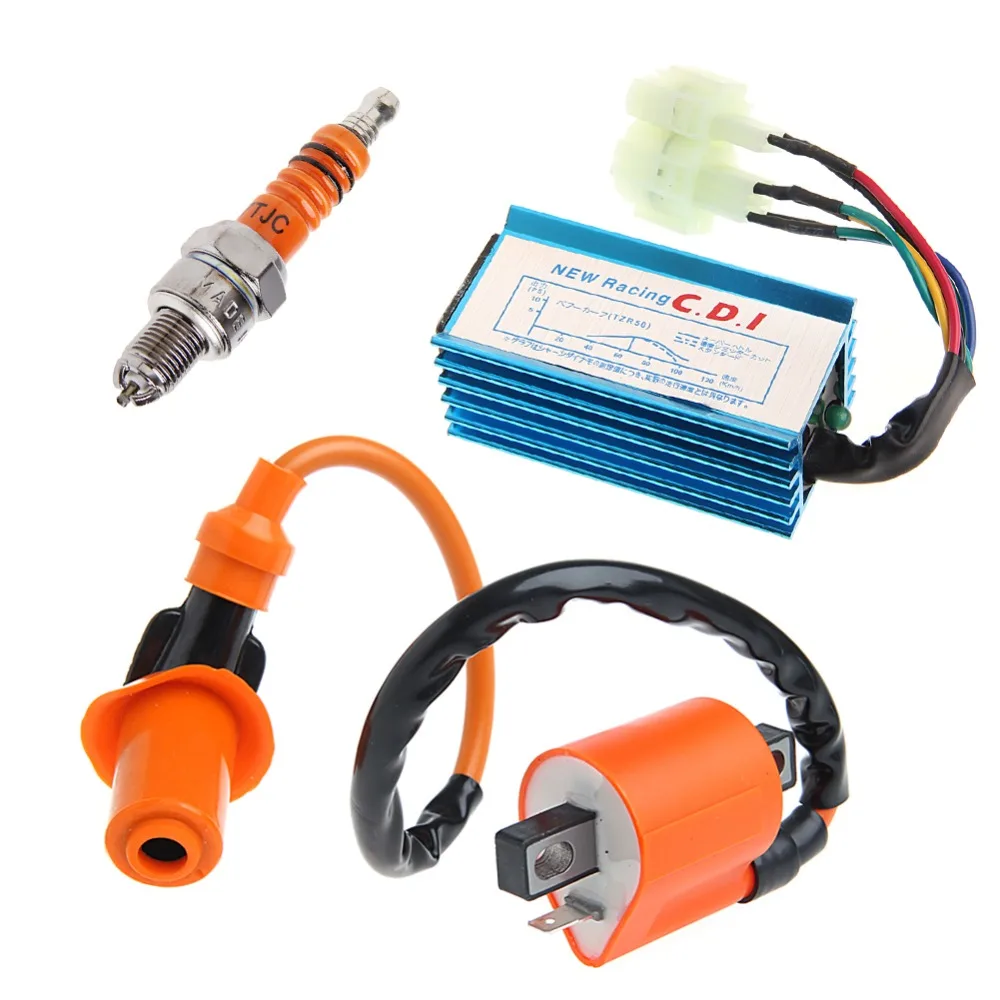 ATV Racing Ignition Coil Spark Plug CDI For Gy6 Scooter Go Kart 150cc 125cc 50cc Drop shipping ATV Racing Ignition Coil Spark Plug CDI For Gy6 Scooter Go Kart 150cc 125cc 50cc Drop shipping