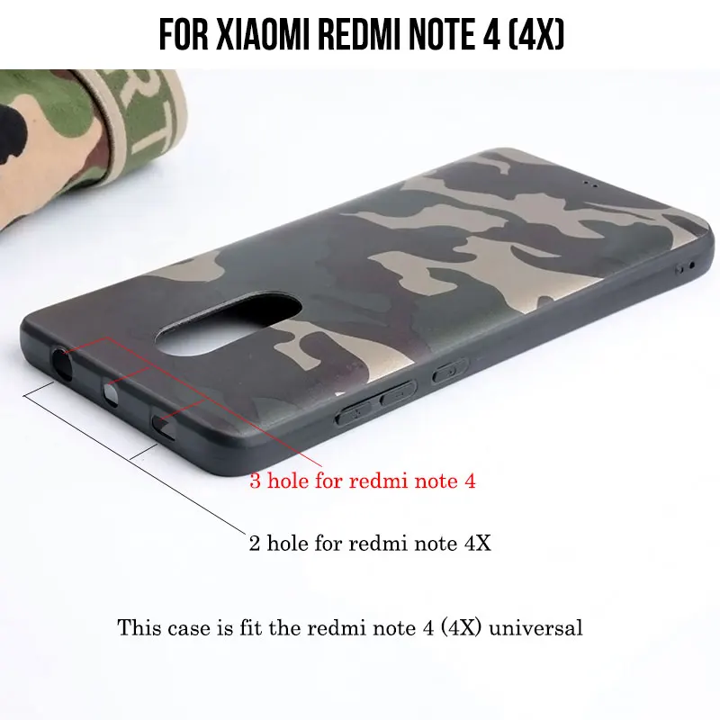 Камуфляжный чехол для xiaomi redmi note 4 4x силиконовый телефона новый дизайн толстый