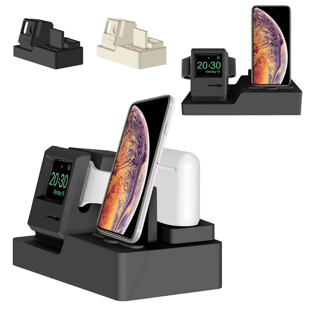Смарт часы 3 в 1 из силикагеля для Iphone XS MAX Airpods 2 Samsung S9 S10 S8 Xiaomi Mi9 MiX 2S Mix 3|Зарядные