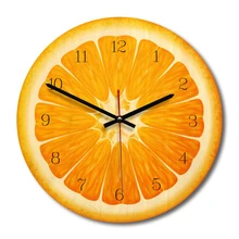 Креативные настенные часы, европейские минималистичные деревянные декоративные часы, фруктовая секция оранжевого цвета