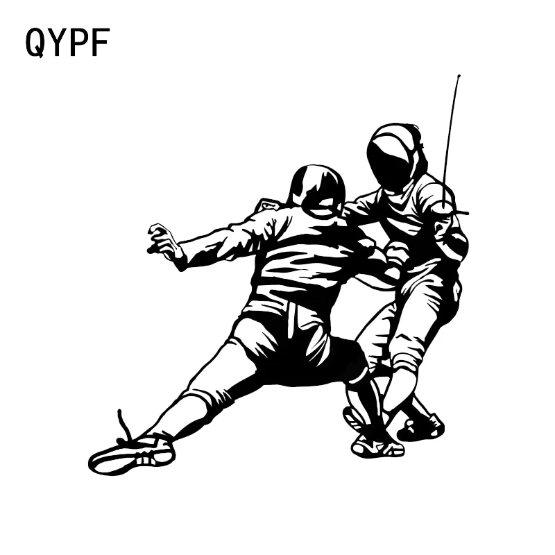 

QYPF 14.2*15CM Sport Fencing Combat Car Sticker Silhouette Vinyl Black/Silver Accessories C16-0980