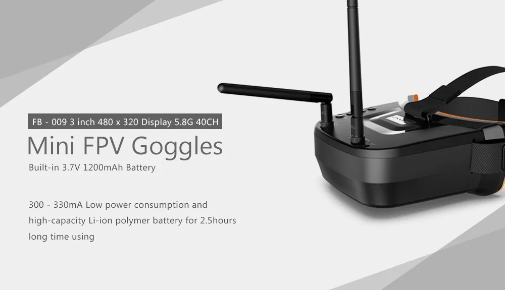 Мини FPV VR Goggles 3 дюйма 480*320 дисплей 5,8G 40CH автоматический поиск встроенный аккумулятор 3,7 V 1200mAh для FPV квадрокоптера дрона