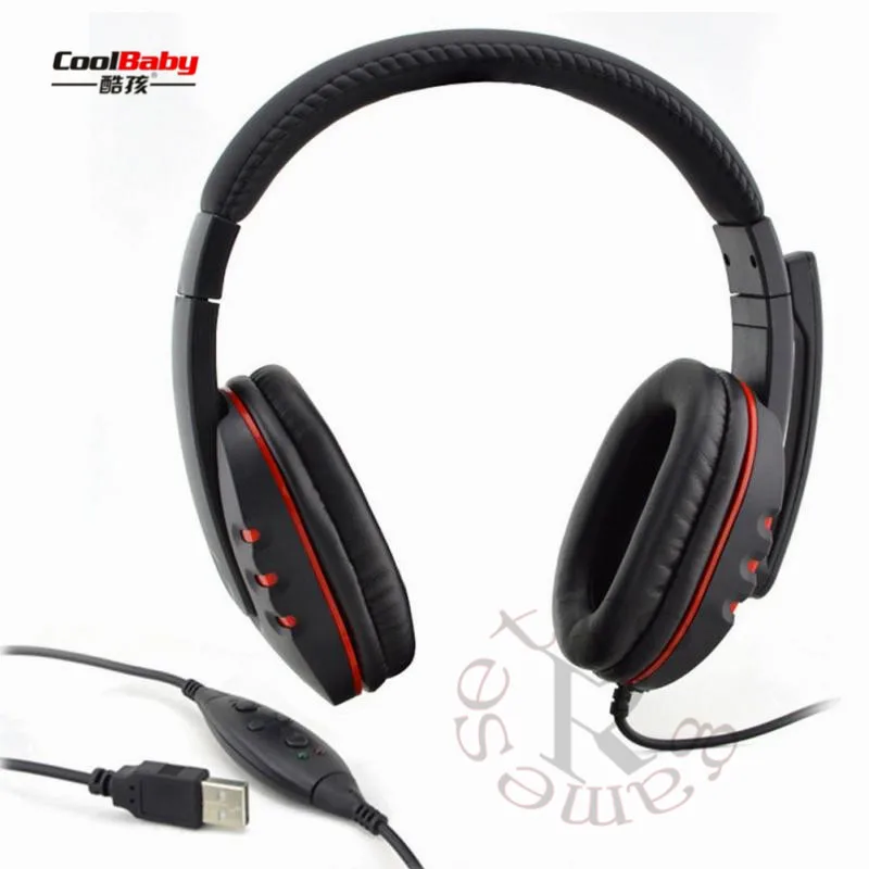 Handsfree Mic гарнитура Кожаный USB проводной стерео Micphone наушники Игровые для Sony PS3 PS4 PC
