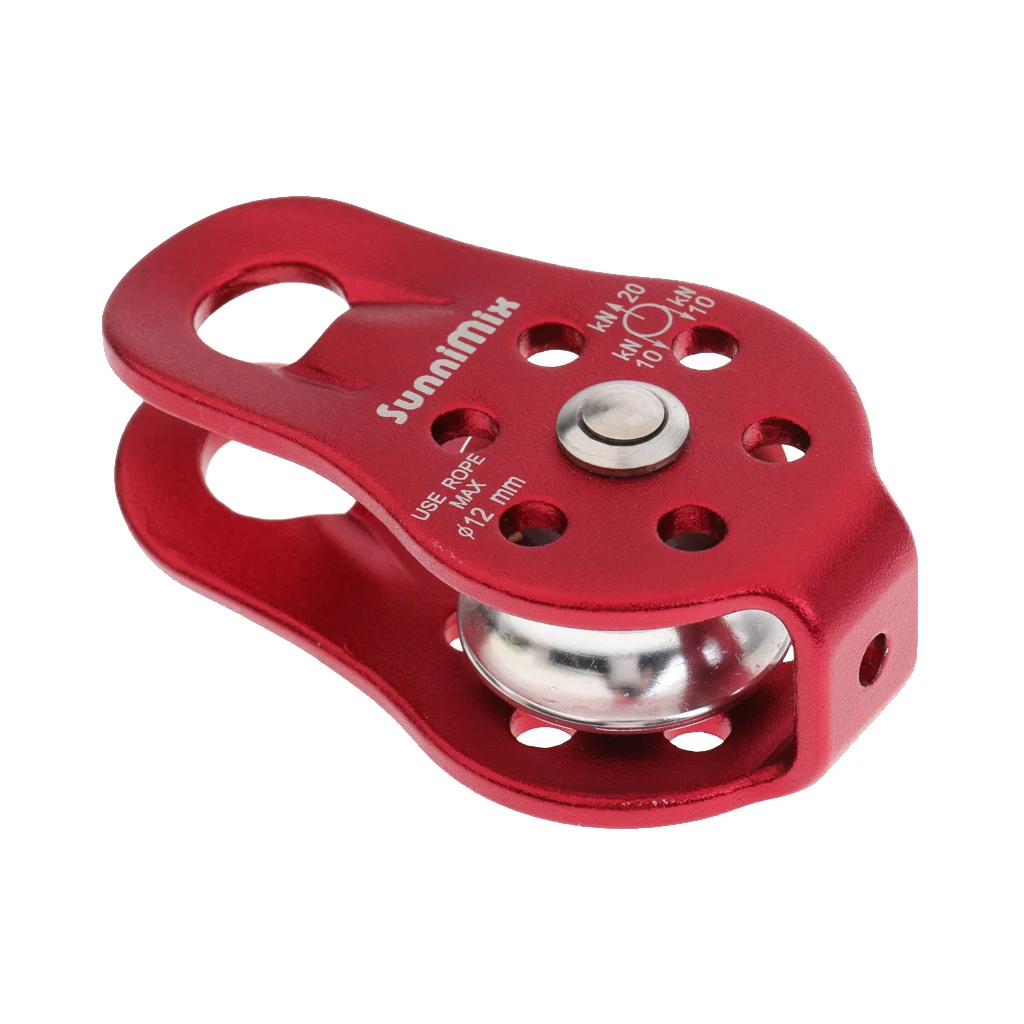 2 Pieces Outdoor 20KN Aluminum Alloy Rock Climbing Pulley Ball Bearings Tree Arborist Rigging Rescue Mountaineering Safety Gear