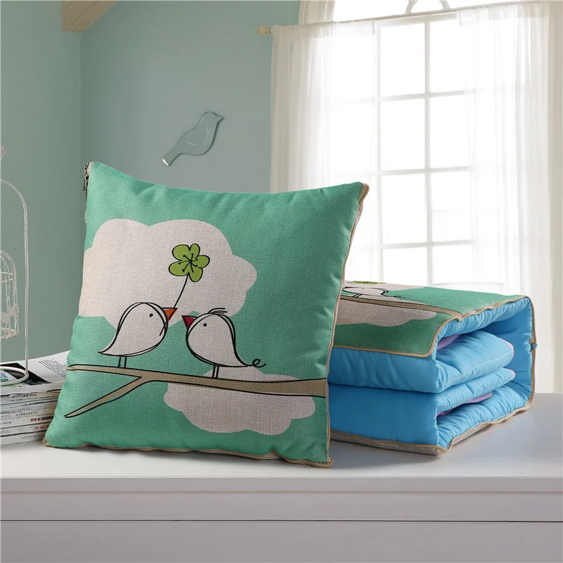 Cushion Blanket 2 in 1 Throw Pillow For Office Sofa Travel Mini Storage