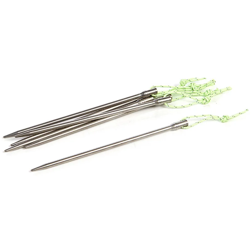 

6Pcs/Lot Titanium Alloy Tent Peg Round Thicken Stake Nails For Tent Camping Equipment Tent Accessories