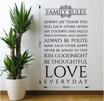 

Family Rules Love Everyday Quotes Vinyl Wall Sticker Art Wall Decor Decals home decoration