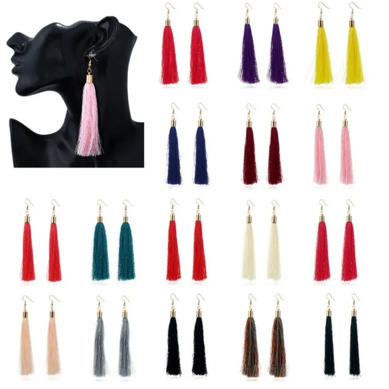 

Exquisite fashion women long tassel pendant earrings gift fine jewelry