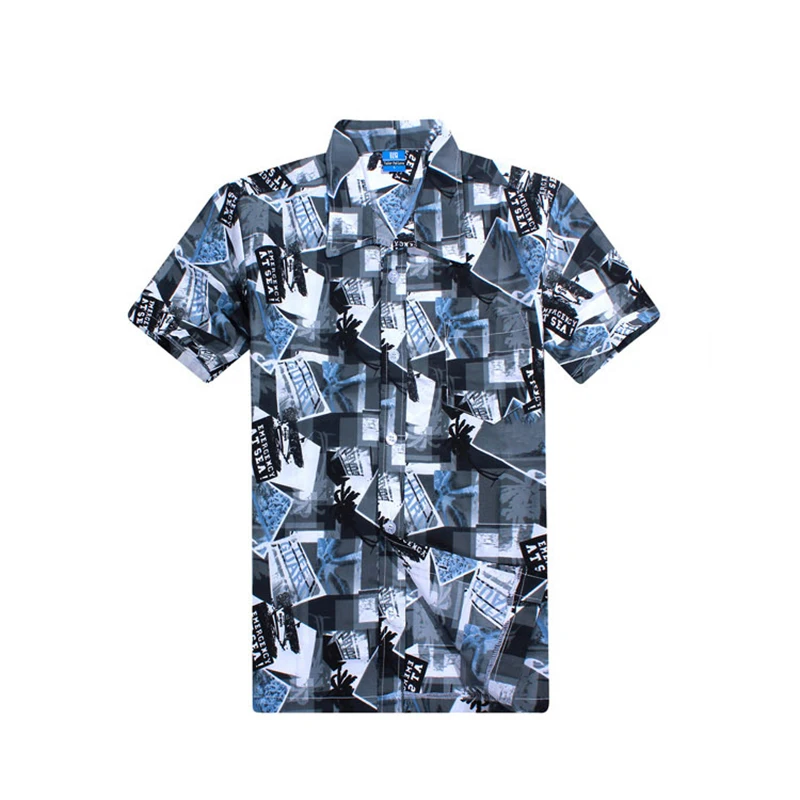 Men's Short Sleeve Beach Shirt, Cool Hawaiian Shirt, Palm Tree Print, Swim Shirts for Men, Holiday Vacation Wear, Summer