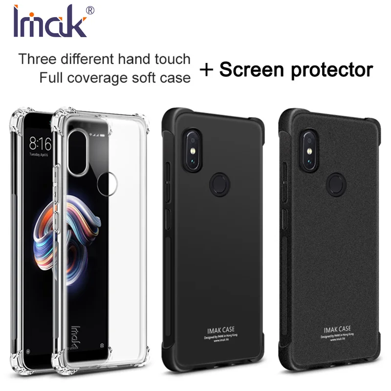 

Cover for Xiaomi Redmi Note 5 Pro Case Original Imak TPU Silicone Case for Xiaomi Redmi Note 5 Pro Back Cover +Screen Protector