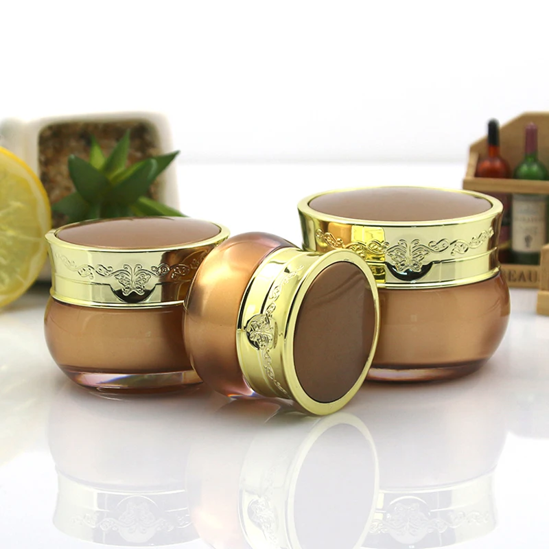 

Gold Acrylic Cosmetic Jar 10g 15g 30g Make up Eye Face Cream Eyeshadow Mask Packaging Container Case Refillable Bottle 10pcs/lot