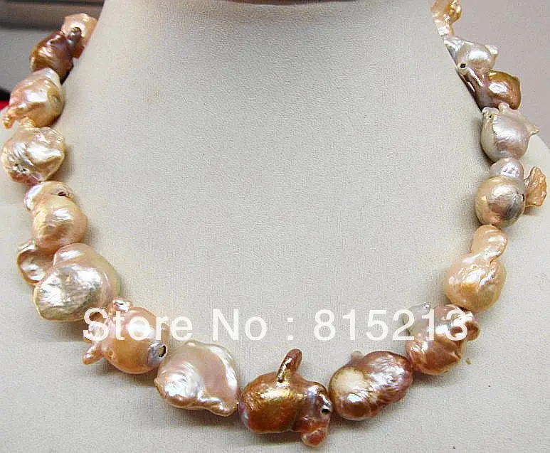 

ddh001675 HUGE 25MM SOUTH SEA GENUINE GOLD LAVENDER MULTICOL NUCLEAR PEARL NECKLACE 14K