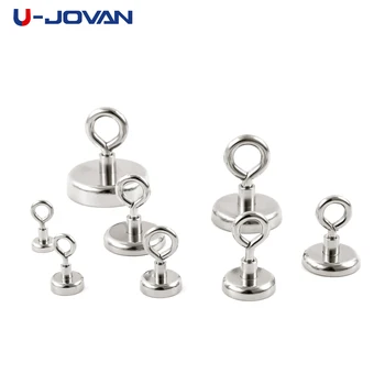 

U-JOVAN 1pc Strong Powerful Neodymium Magnet Round Salvage Magnet Sea Fishing Holder Pulling Mounting Pot with Ring