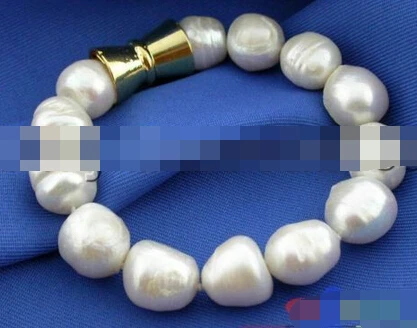 

free shipping 00009 white baroque freshwater pearl bracelet bangle