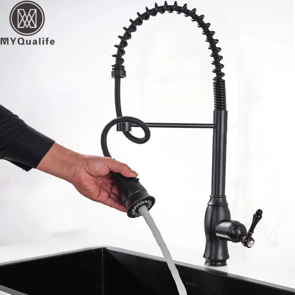 

Black Pull Down Kitchen Sink Mixer Faucet Brushed Nickel Pull Out Hot Cold Water Tap Dual Function Kitchen Spout Deck Mounted