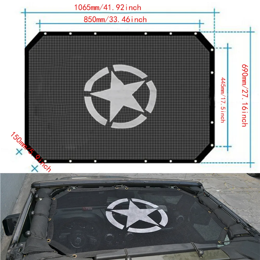 1 комплект Eclipse козырек от солнца покрытия на крышу черного цвета в стиле милитари Star полной длины для Jeep Wrangler JK 2/4 двери 2007- молдинг для авто