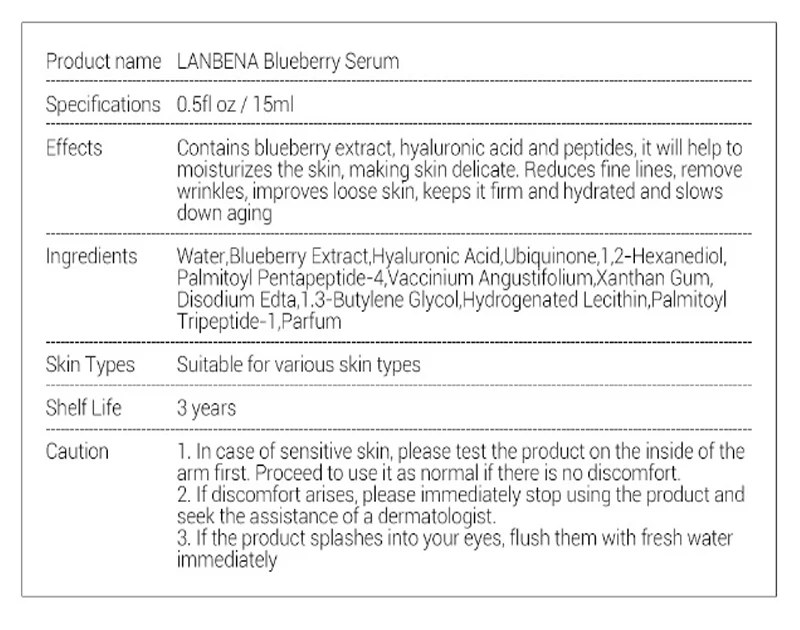 LANBENA черника Гиалуроновая кислота сывороточная эссенция масло Увлажняющая сыворотка против старения увлажняющая уход за кожей отбеливание ярче
