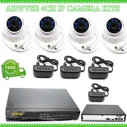 Ahwvse 4ch POE IP Камера комплект 4 канала 1080 P NVR с 4 шт. 2mp IP Cam Крытый Бесплатная доставка