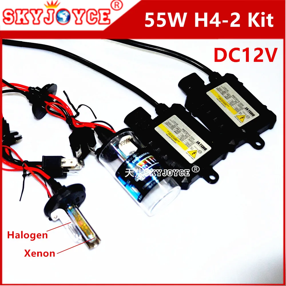 

DC12V 55W hid xenon kit H4-2 xenon headlight H4L 6000K 8000K 4300K deep blue H4 halogen xenon for H4 headlight replacement