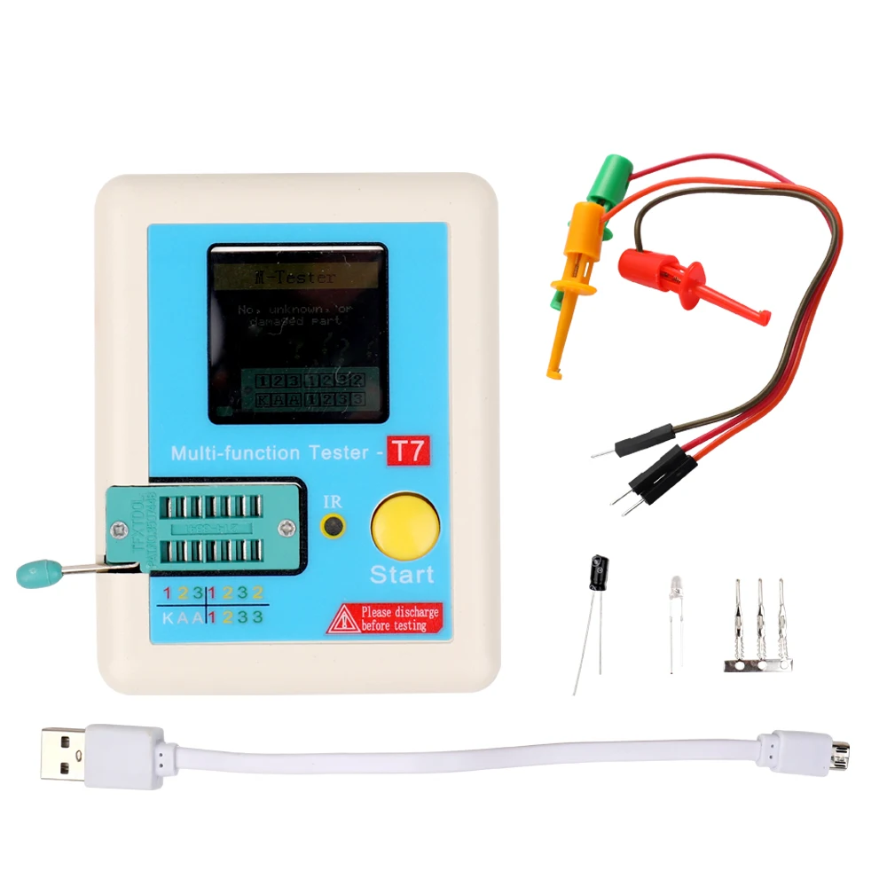 

Transistor Tester TFT Diode Triode Capacitance Tester ESR Tester NPN PNP MOSFET IR Multifunction Tester Multimeter LCR-t7