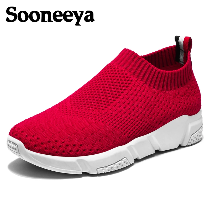 Женские кроссовки Sooneeya эластичные на плоской подошве модная повседневная