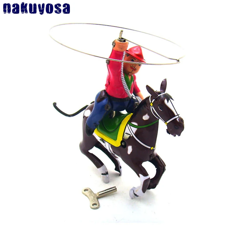 

Collection Retro Nostalgic Wind Up Toy Metal Tin Cowboy With Whip Mechanical Clockwork Toy Figures Model Kids Gift