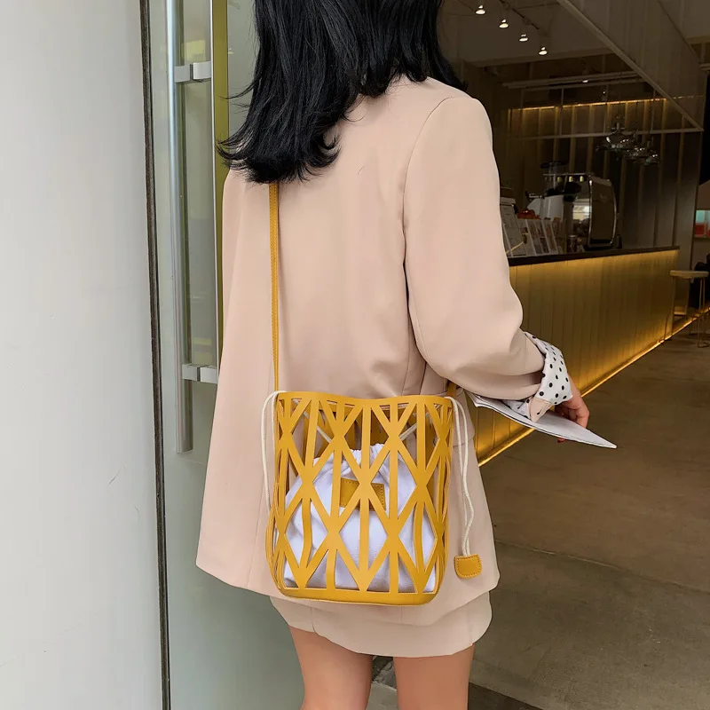 

Bucket women bags Fashion Hollow Bag Multi-Function & Multi-Layer Shoulder Bag Hollow Cut new ladies crossbody packages XBC081