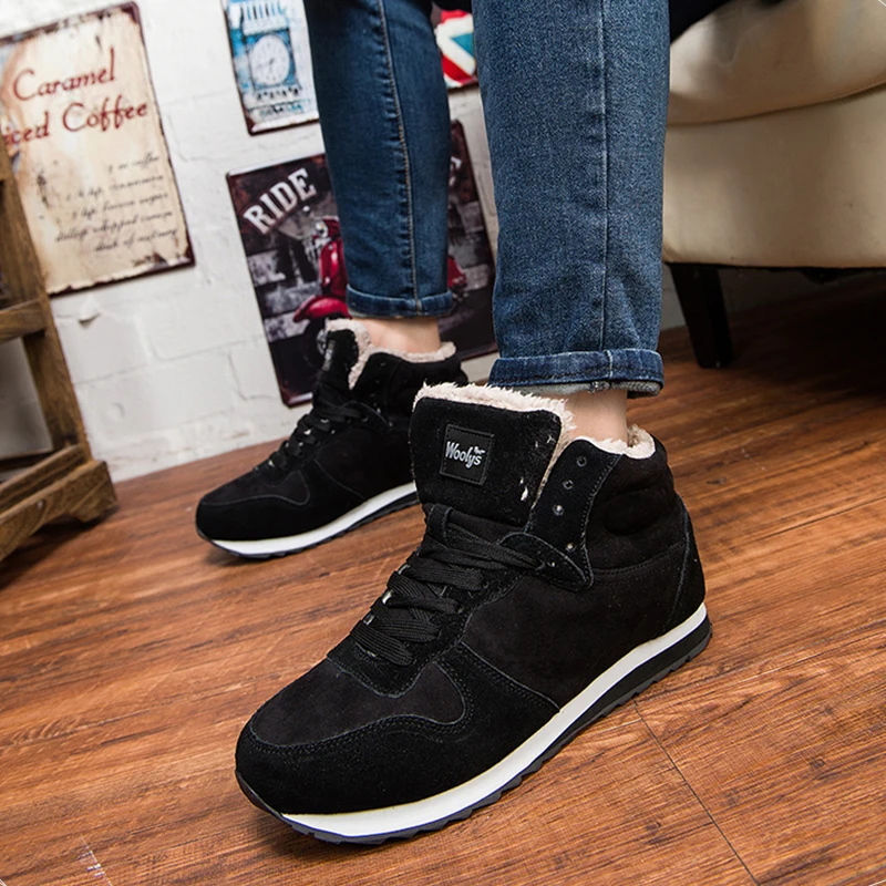 Men Shoes Men's Winter Shoes For Men's Casual Shoes Winter Sneakers Snow Footwear Black