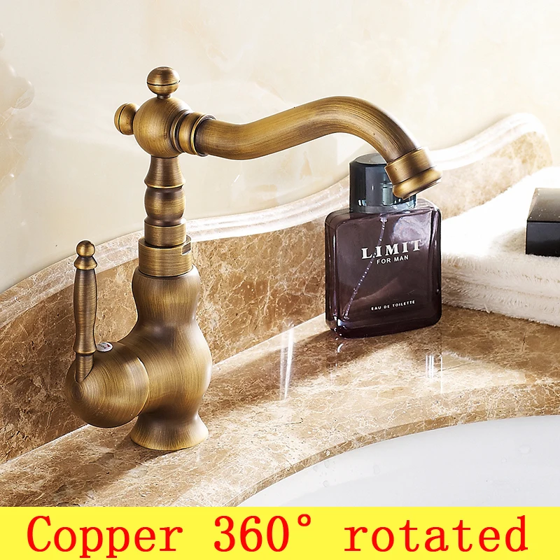 

Retro single handle bathroom basin faucet vintage, Brass basin faucet hot and cold, Antique copper kitchen basin faucet toilet