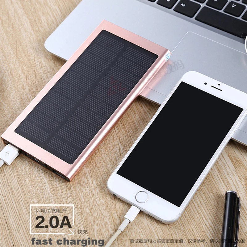 

NEW Solar Power Bank 20000mAh Ultra-Thin Metal Solar Charger External Battery Dual USB Charger for All Smart Phone for Xiaomi