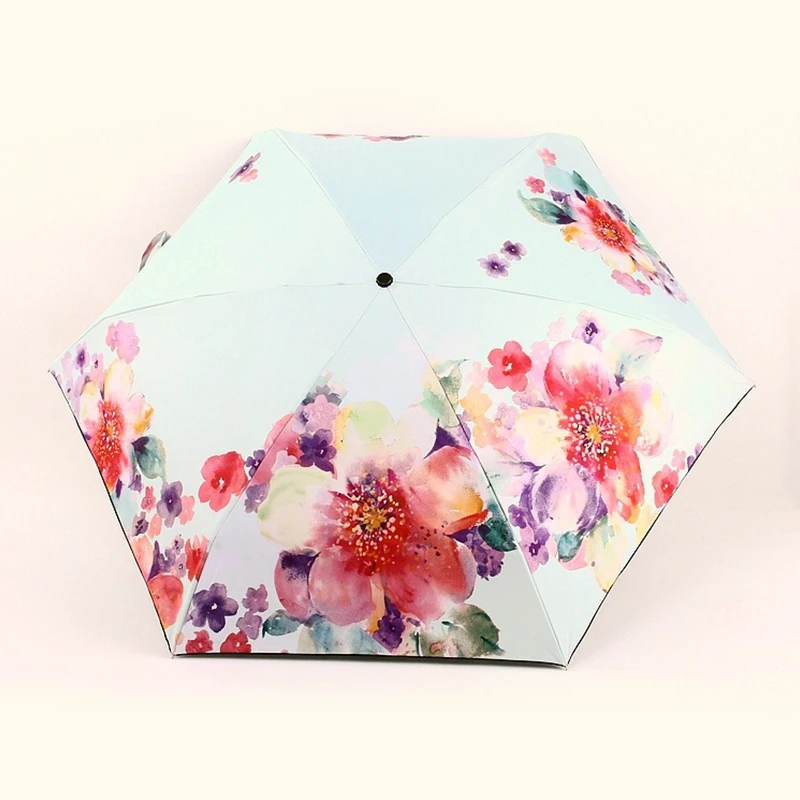 Портативный Женский цветочный зонтик складной мини Солнечный зонтик женские зонты водонепроницаемый Солнечный зонт с защитой от ультрафиолета художественный Рисунок Цветы зонтик