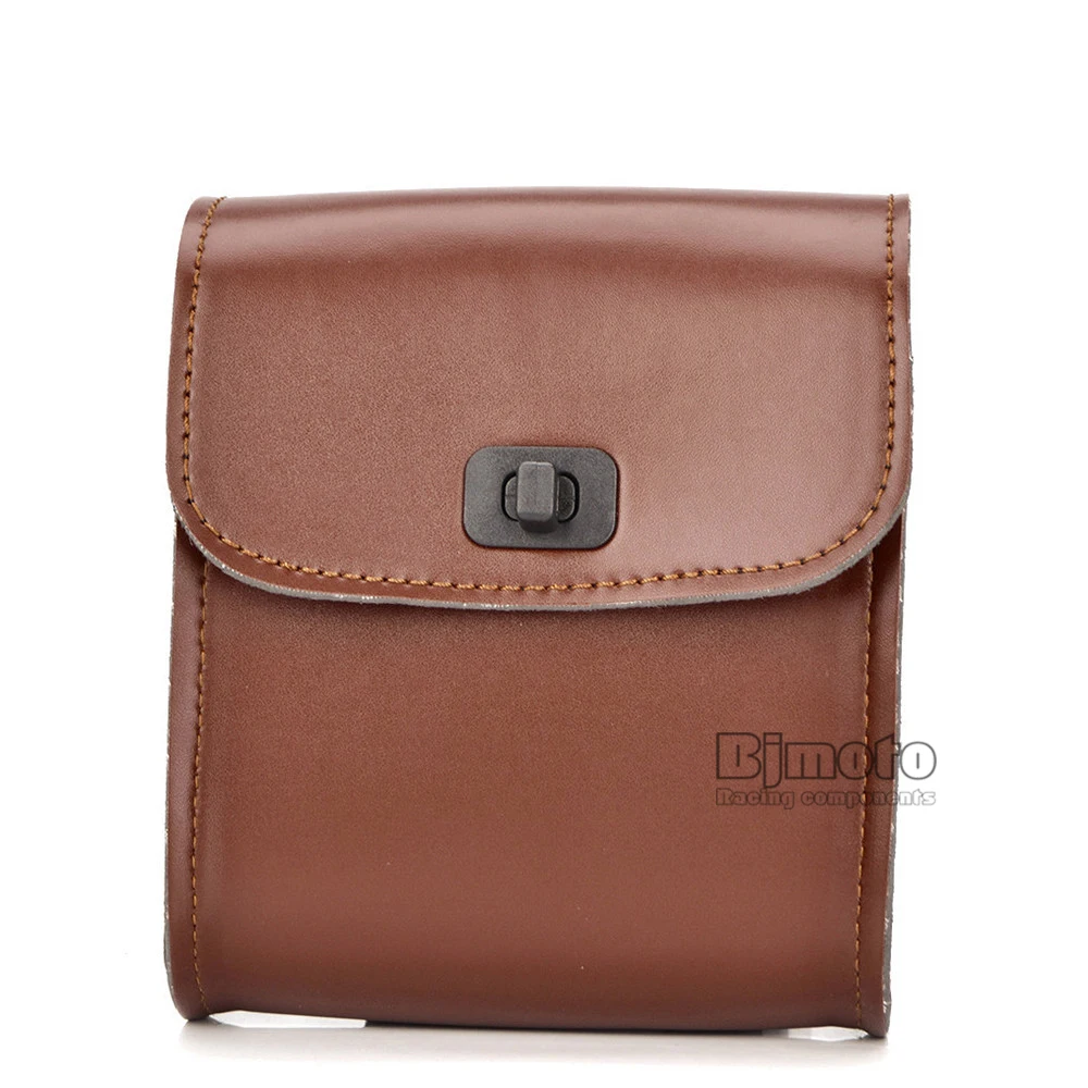 Universal Motorcycle Saddle Luggage Leather Bag Storage For Harley (1)