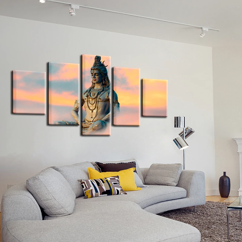 Canvas-Poster-For-Living-Room-Wall-Art-Modular-Pictures-5-Pieces-Great-India-Deities-God-Siva (2)