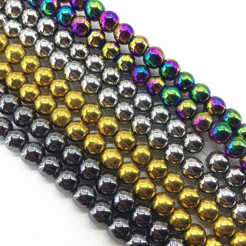 

4 colors natural hematite stone round magnetic nomagnetic loose beads 4mm 6mm 8mm 10mm 12mm hot sale jewelry making 15inch B179