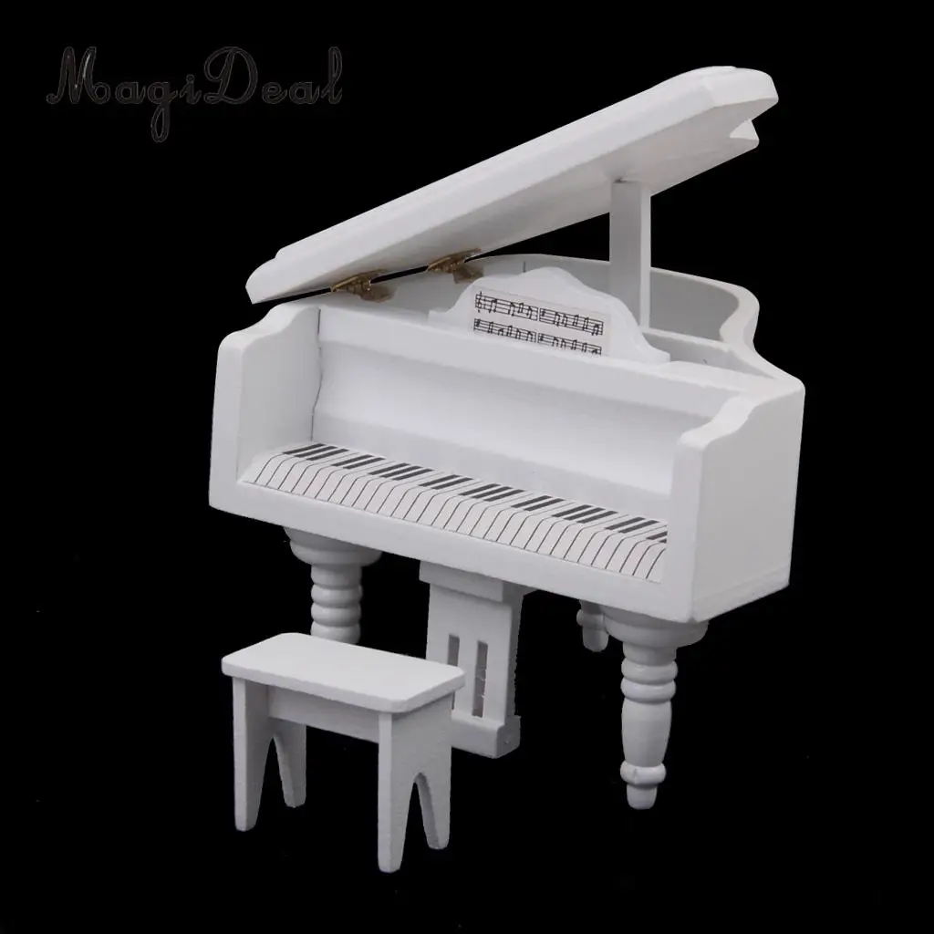 1/12 Scale Dollhouse Miniature Mini Piano Cabinet Chairs Modern Furniture Decoration for Dolls Living Room Bedroom Accs