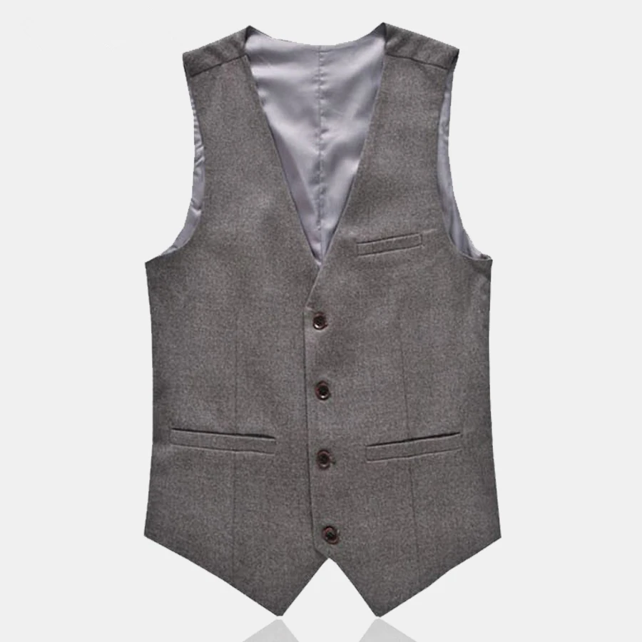 2017 Gray Slim Fit Wedding Vests 4 Buttons Mens Prom Dinner Suit
