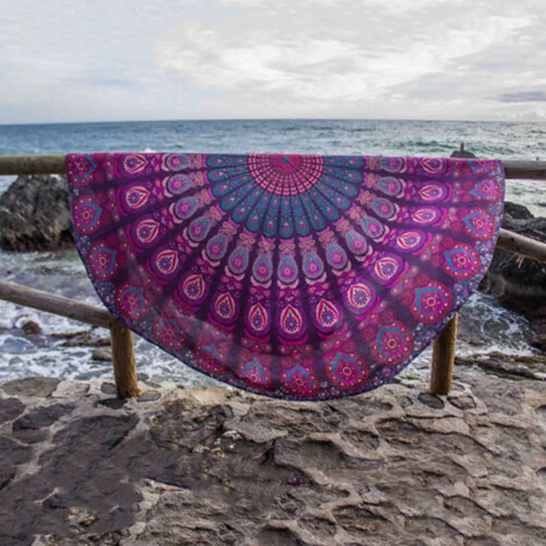 

Fashion Creative Summer Large Shawl Chiffon 150cm Beach Towels Bohemian Style Printed Round Beach Towel Circle Towel