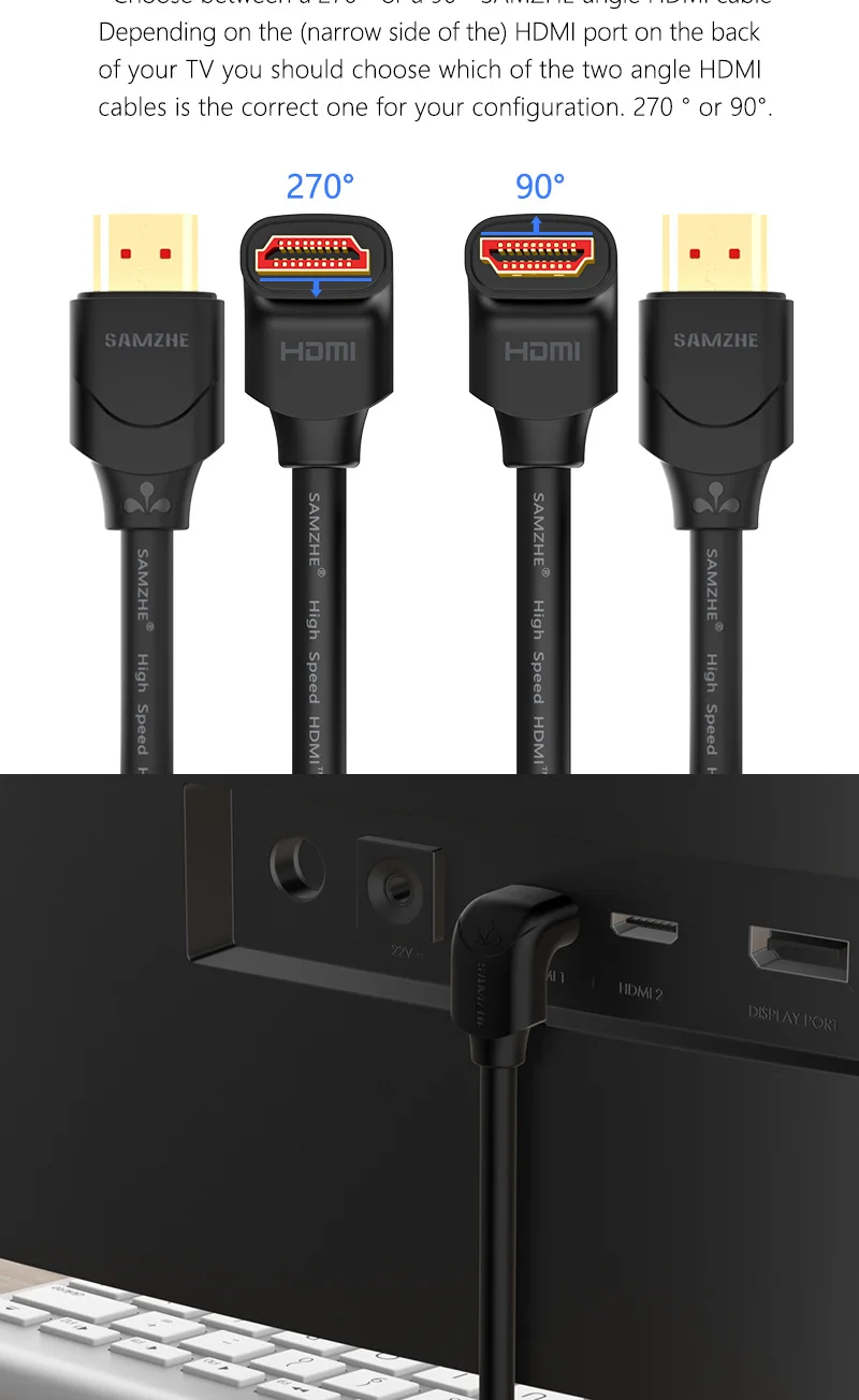 4K HDMI 2,0 кабель 90/270 градусов угол HDMI к HDMI кабель 2K* 4K 1M 1,5 M 2M 3M 5M 1080P 3D для ТВ ПК проектор PS3 PS4 ноутбук