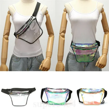 

Chic Mesh Transparent Waist Bag Women Laser Purse Transparent Hip Belt Pouch Bust Bags