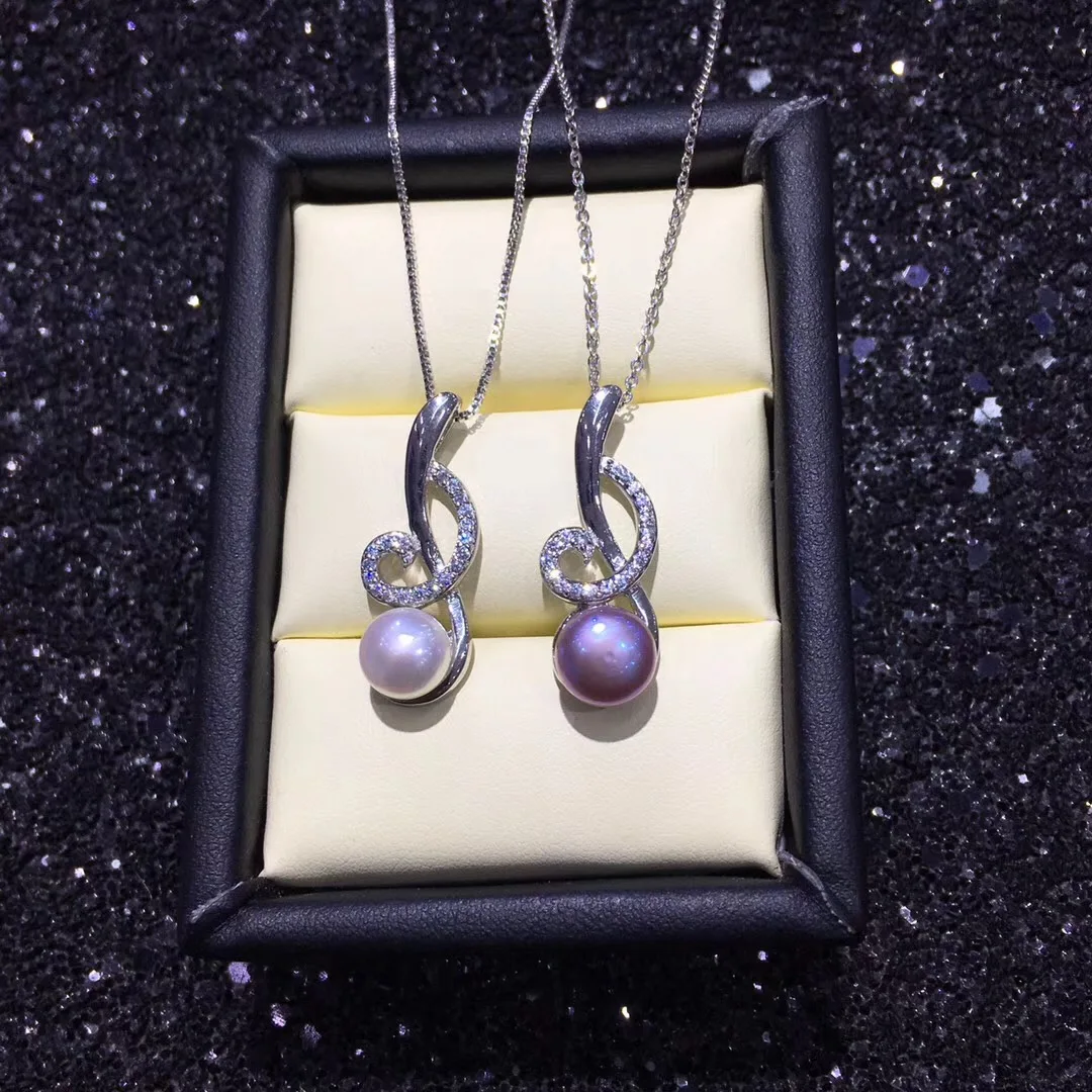 Жемчуг бренда "zhboruini" ювелирных изделий 925 пробы Серебряные ювелирные изделия для Для женщин ожерелье с подвеской в форме музыкальной ноты натуральный пресноводный жемчуг цепочка с жемчужным кулоном подарок