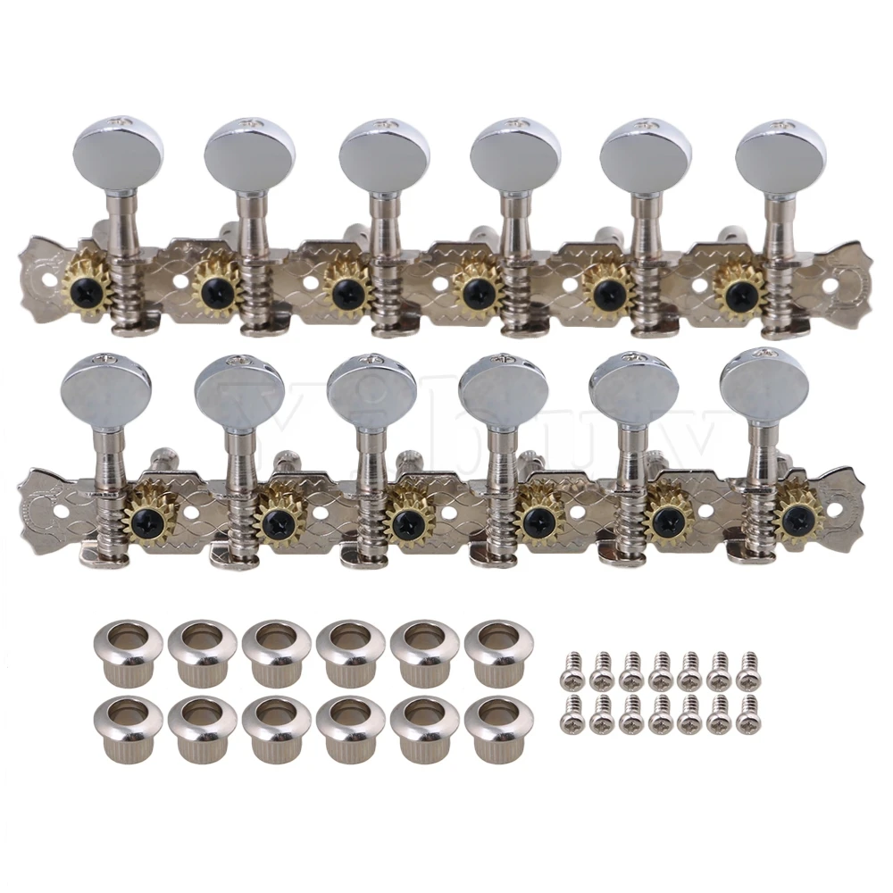 Yibuy Chrome 12 String Acoustic Guitar Machine Heads 6L6R in Guitar