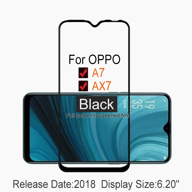 2 шт Полное покрытие закаленное стекло для OPPO A7 AX7 защита экрана на защитное стекло чехол для PBFM00 CPH1901 пленка - Цвет: Black