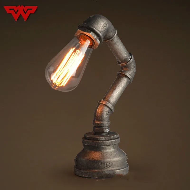 

Novelty Industrial Retro Loft LED Water Pipe Table Lamp Vintage Iron Faucet Light Robot Desk Lamps for Home Bedside Decoration