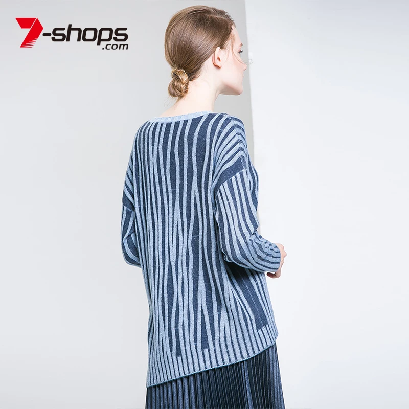 Femminile Blue Pullover Hiver Allentato Lana Collo Maglia Maglione A YYrHaw