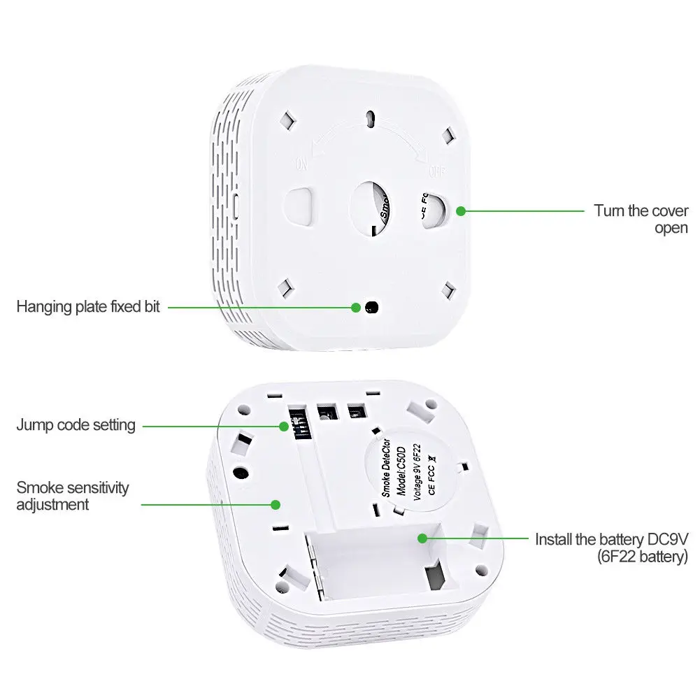 

Wireless 433 Fire Smoke Sensor Alarm Detector Home Security Guarding System HSJ-19