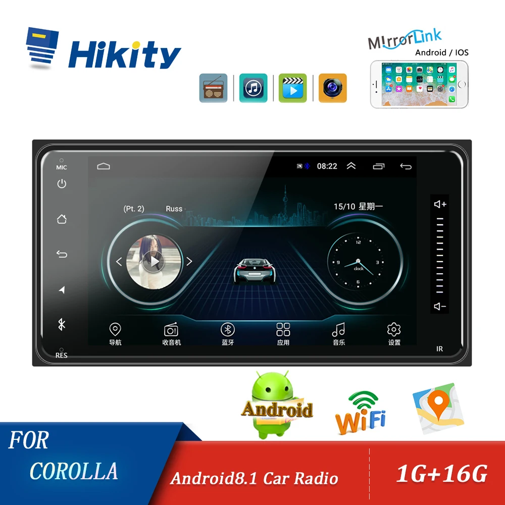 

Hikity Autoradio 2 din Car Radio 7 Inch Android 8.1 Car Multimedia MP5 Player GPS Mirror Link Car Stereo For Toyota Corolla Cars