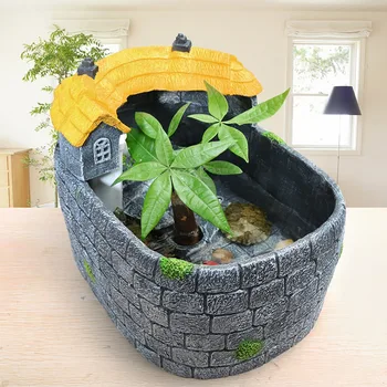

Creative Small Fish Tank Mini Landscaping Turtle Tank Villa Ecological Fish Turtle Mixed Tank Turtle Tank with Drying Platform