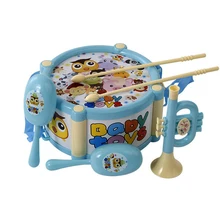 Детские игрушки музыкальный инструмент набор ручного барабана рог, молоток для маленьких девочек мальчиков Beat перкуссия раннего образования обучающие игрушки подарки
