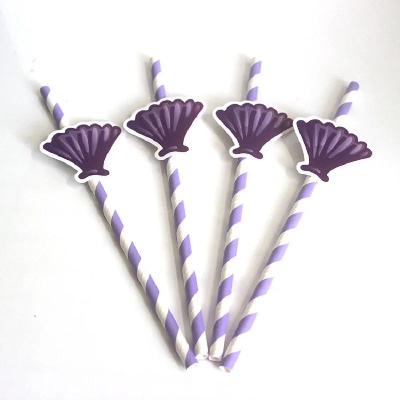 

Theme Paper Straw Decoration - Baby Shower or Birthday Party Striped Decorative Straws - Set of 12